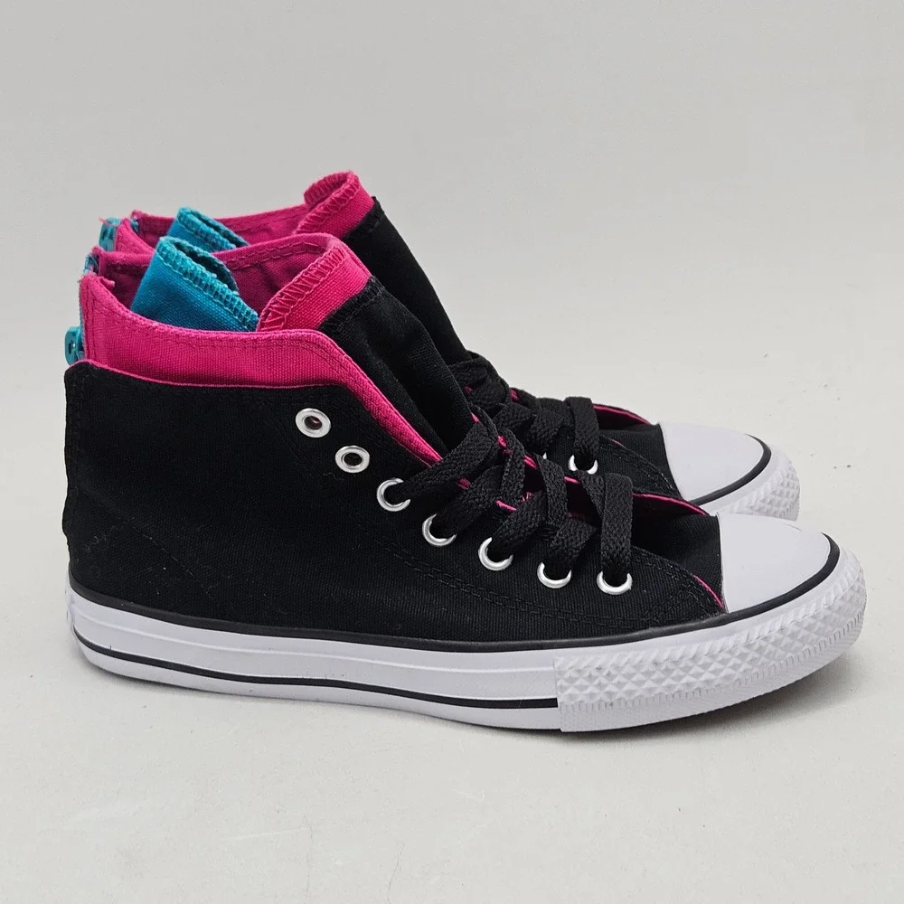 Converse Chuck Taylor All Star High Top Black Pink Teal Junior 2 645246F